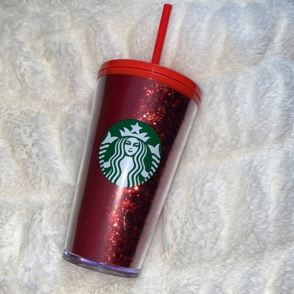 Starbucks red sparkle 2020 acrylic Tumbler & straw​ New